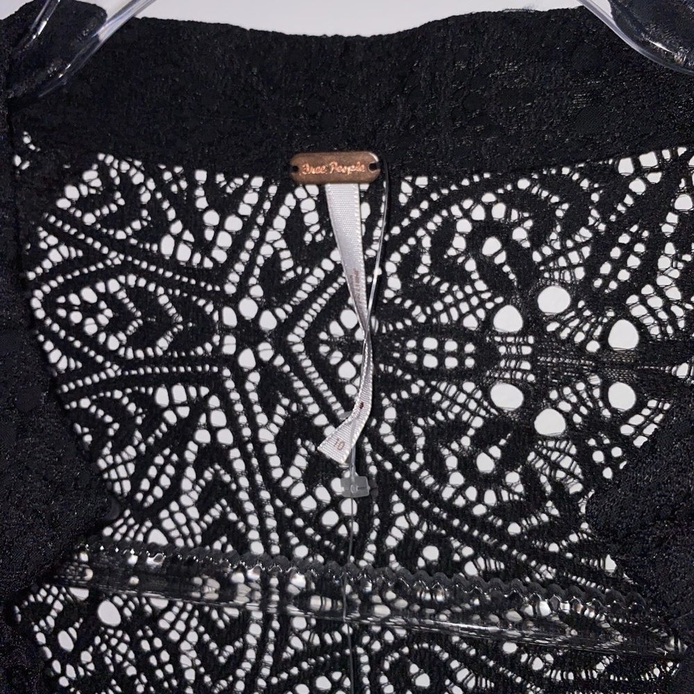 Free People Dress Women's Sz 10 Black Lace Flowy Boho Goth Witchcore Mini NWT LS - Picture 3 of 11